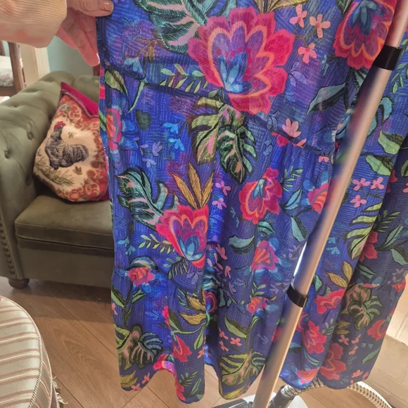 Johnny Was Blue Floral Wide_Legged Xl Striking Flowy Pants. Elastic Waist. - Picture 2 of 8